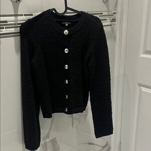 Dynamite Black Textured Jacket with Gold Buttons